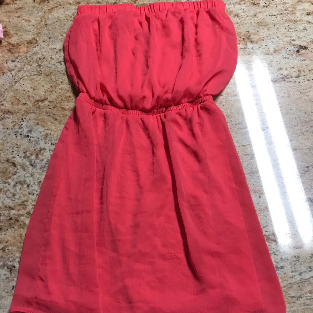 Strapless express coral dress